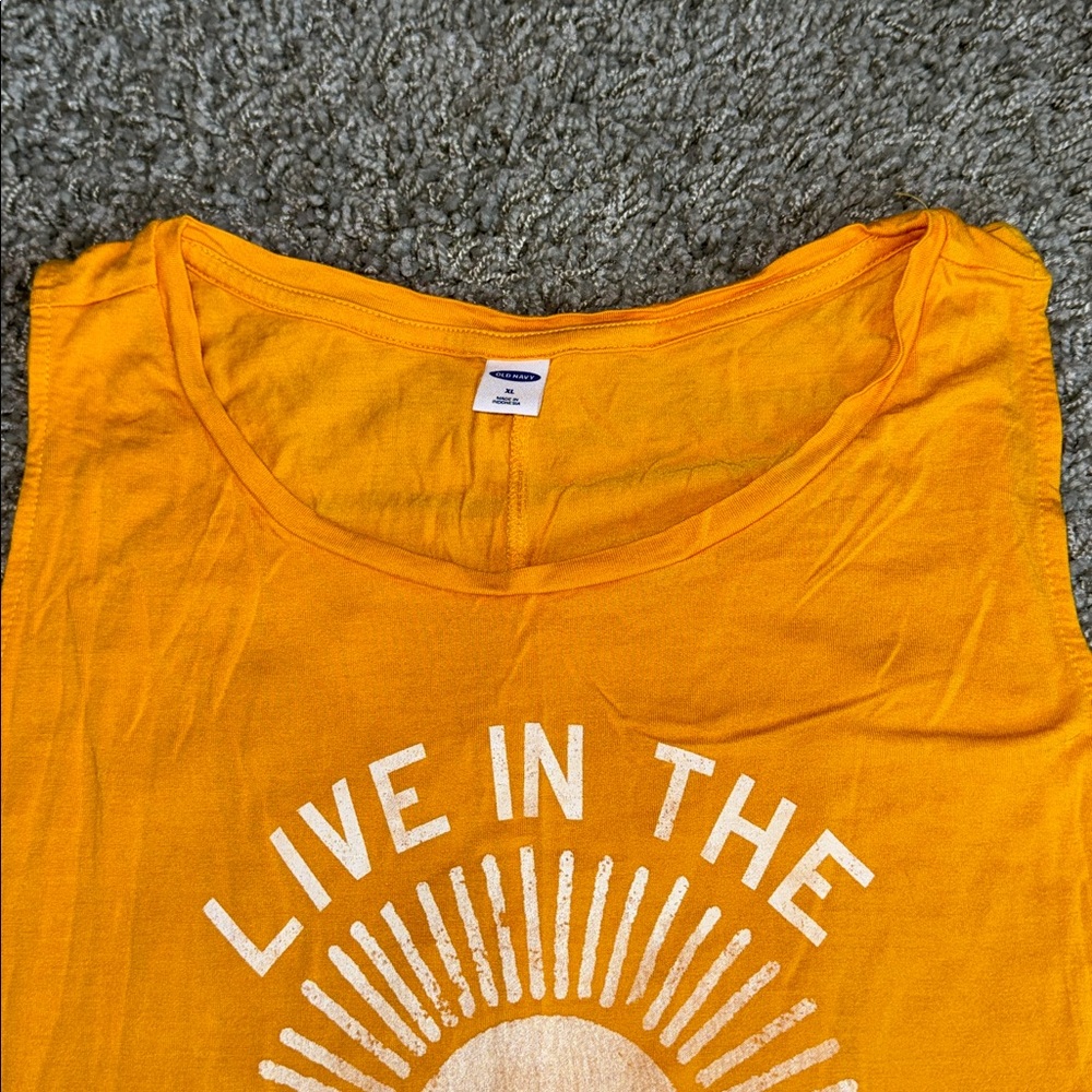 Old Navy Yellow Graphic Tank Top (XL) ☀️ - Picture 3 of 7